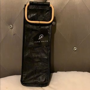 Leather collage black single bottle bag